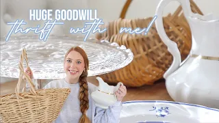 HUGE THRIFT WITH ME AT GOODWILL | THRIFTING FOR COTTAGE HOME DECOR 2024 🧺🫖