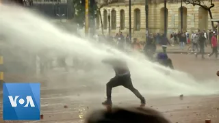 Colombian Police Use Water Cannons, Tear Gas Against Protesters