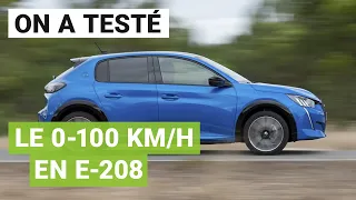 PEUGEOT e-208 : le 0-100 km/h en mode SPORT