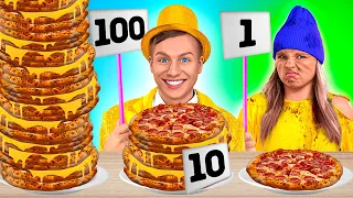 100 Layers of Food Challenge | Giant VS Tiny Food by La La Life Emoji