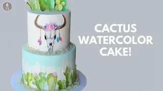 Watercolor Cactus Cake Tutorial!