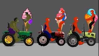 Hulk vs SpiderMan Funny Tractor Ice Cream Funny Animation - Drawing Cartoons 2 - Raza Animation