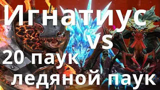 Raid Shadow Legends Игнатиус  Ignatius vs 20 паучиха, ледяная паучиха