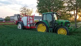 🇵🇱Samolot na polu⁉️Wieczorne opryski przy zachodzie słońca🔥John Deere 6330 na kogutach🚨