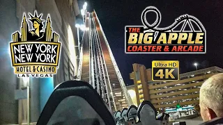 2022 Manhattan Express Roller Coaster at Night On Ride 4K POV New York, New York Las Vegas