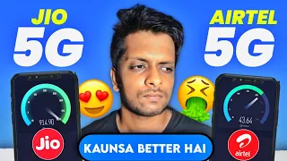 Jio 5G Vs Airtel 5G Review Kaunsa Best Hai ??? Speed Test