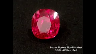 Pigeons Blood Red Ruby No Heat from Burma (Myanmar) GRS certified