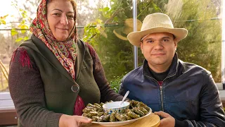 Dolma - Stuffed Grape Leaves with Meat and Rice