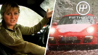 Sabine Schmitz test drives a 911 in the snow |  Fifth Gear Europe Episode 9 FULL Show