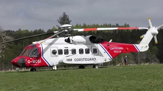 Coastguard Sikorsky S-92A helicopter G-MCGI visits Deeside, Scotland for MAYDAY event. (4K UHD)