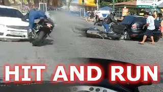 HIT AND RUN Bad driver flees after accident, the chase begins. & Epic & angry bikers moments