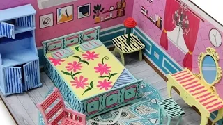 Luxury Mini Cardboard Doll House | Paper Doll House | Bedroom Decor | Artistic Dolls