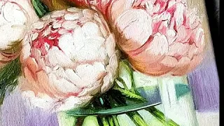 Peonies in vase painting