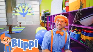 Blippi Learns Circus Tricks - Indoor Trampoline & Hula Hoops!!  | Blippi | Animals for Kids