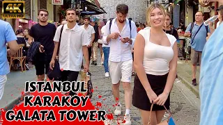 🇹🇷 Karakoy Old Tourist Area Galata Tower istanbul 2023 Turkey Walking Tour Tourist Guide 4k
