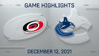 NHL Highlights | Hurricanes vs. Canucks - Dec. 12, 2021