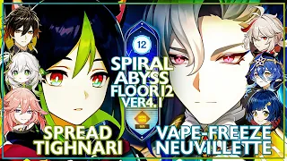 NEW SPIRAL ABYSS 4.1 - Tighnari Spread & Neuvillette Vape Freeze | Floor 12 (Genshin impact)