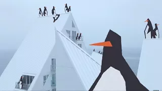 "The Iceberg" housing in Aarhus becomes a playground for penguins