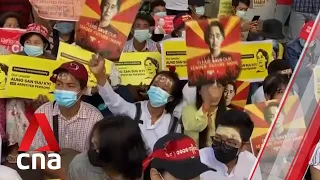 Pro-military supporters clash with anti-coup protesters in Myanmar