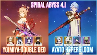 C0 Yoimiya Double Geo & C0 Ayato Hyperbloom | Spiral Abyss 4.1 | Genshin Impact