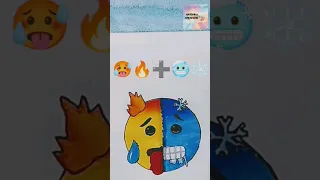 Hot🔥+cold❄️|| Emoji Mixing Satisfying Art #shorts #emojichallenge #creative