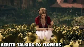 Final Fantasy 7 REMAKE - Aerith talking to flowers