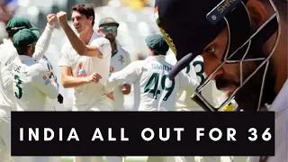 INDIA ALL OUT FOR 36 | LOWEST SCORE IN TEST CRICKET HISTORY | AUS VS IND 1ST TEST