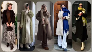 تنسيقات ملابس شتوية للمحجبات  موضة شتاء 2024🤎✨ hijab outfits ideas