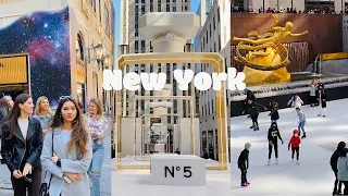 [4K]🇺🇸NYC Walk🗽Rockefeller Ice Rink, CHANEL No.5 Party, Plaza Hotel, Festive 5th Ave | Nov 2021