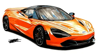 Realistic Car Drawing - 2018 McLaren 720S V8 S-A 4.0 - Time Lapse - Drawing Ideas