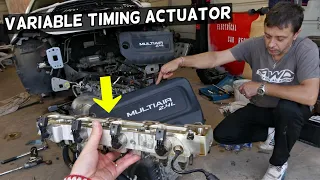 VARIABLE TIMING ACTUATOR REPLACEMENT REMOVAL, BRICK CONTROL MODULE DODGE DART  VVT SOLENOID