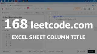 Разбор задачи 168 leetcode.com Excel Sheet Column Title. Решение на C++