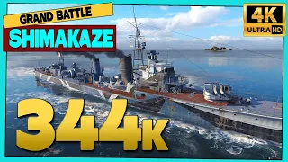 Destroyer Shimakaze in Grand Battle, 344k damage - World of Warships