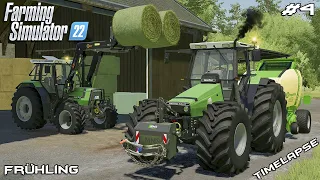 Baling 18 HAY bales and spreading SLURRY | Animals on Frühling | Farming Simulator 22 | Episode 4