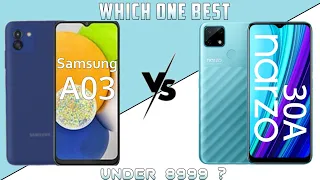 Samsung A03  Vs Realme narzo 30a full comparison