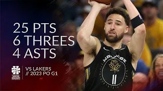 Klay Thompson 25 pts 6 threes 4 asts vs Lakers 2023 PO G1