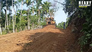 Excellent work of Caterpillar D6R XL bulldozer operators working to smooth plantation roads