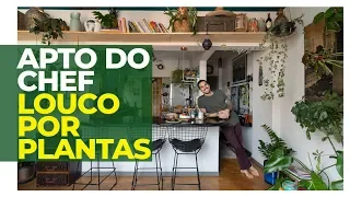 APARTAMENTO FLORESTA DO CHEF LOUCO POR PLANTAS - COZINHA INVADIU A SALA E FICOU LINDA