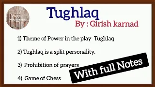 Tughlaq by Girish Karnad/Theme of Power/ Split personality/Prohibition of prayer/#englishliterature