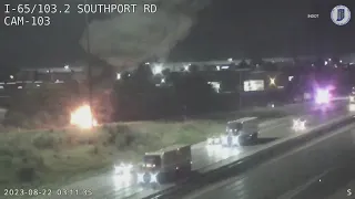 Ramp from I-65 northbound to Southport Road blocked following trash truck fire