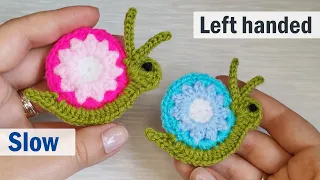 Left Handed Crochet How to do a snail RAOCK Project