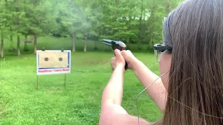 Shooting a Lancaster Pistol (Slow Motion) (Short/Preview)