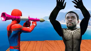 GTA 5 Water Ragdolls BLACK PANTHER VS SPIDERMAN GTA 5 Superhero Battle Funny Moment Euphoria Physics