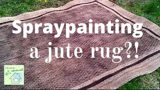 Spraypainting a jute rug for the sunroom