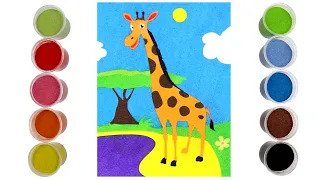 How to Color a Giraffe With Sand | Colorful Giraffe Sand Painting | How to Color a Giraffe With Sand