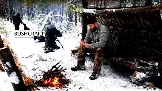 Поход в лес зимой (постройка лагеря, ночевка у костра )