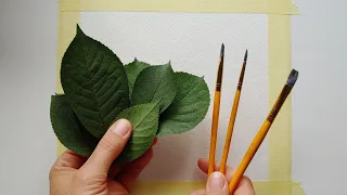 Easy autumn painting / Acrylic / Краски осени / Рисуем с помощью листьев