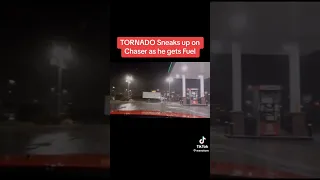 a tornado sneaks up on a chaser as he gets fuel ⛈️🌩️⚡🌪️ #weather #tornado
