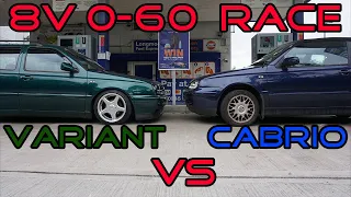 VW MK3 GOLF 8V 0-60 RACE VARIANT VS CABRIO *Nearly get into a fight*