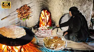 Cooking Chicken Kebab recipe & Bake Lavash Bread ♤ Village Vlog ♤ ولاگ زندگی روستایی